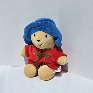 Eden Toys Paddington Bear Plush Stuffed Animal Blue Hat Red Coat 1997 7" Inches